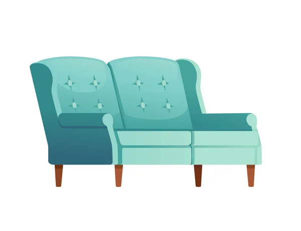 Grünes Weiches Sofa Modernes Design Für Wohnzimmer Oder Empfangsvektor Illustration — Stockvektor