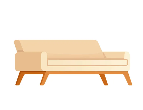Beige Soft Sofa Modern Design Living Room Reception Vector Illustration — Stock Vector