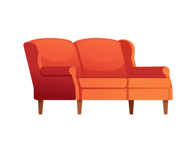 白色背景下隔离的客厅或接待室的红色软沙发现代设计 — 图库矢量图片