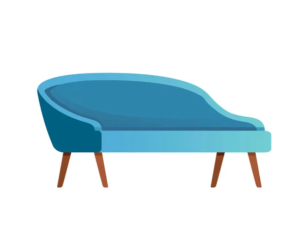 Blue Soft Sofa Modern Design Living Room Reception Vector Illustration — Stock Vector
