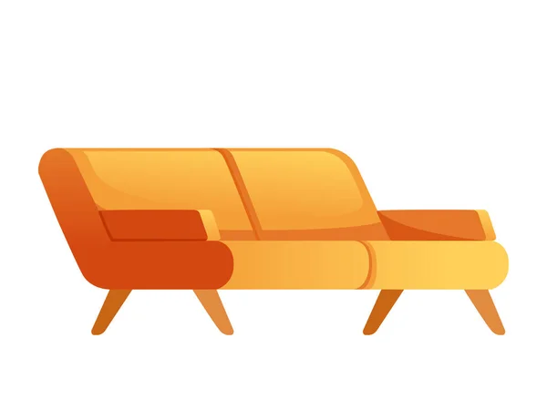 Orange Soft Sofa Modern Design Living Room Reception Vector Illustration — Stock Vector
