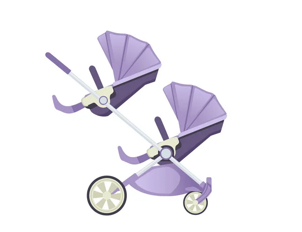 Carro Bebé Color Púrpura Sobre Ruedas Ilustración Vectorial Aislado Sobre — Archivo Imágenes Vectoriales