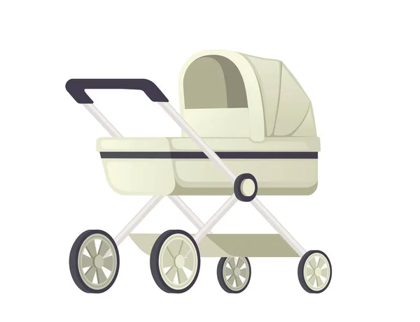 Grön Färg Baby Vagn Hjul Vektor Illustration Isolerad Vit Bakgrund — Stock vektor