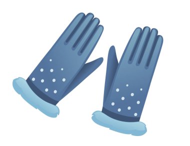 Sıcak tekstil çift kış eldivenleri beyaz arkaplanda mavi renk vektörü çizimi.