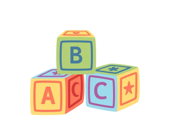 Baby Abc Μπλοκ Πλαστικό Παιχνίδι Κύβους Διανυσματική Απεικόνιση Απομονώνονται Λευκό — Διανυσματικό Αρχείο