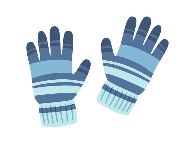 Quente Têxtil Par Luvas Inverno Azul Cor Vetor Ilustração Fundo — Vetor de Stock