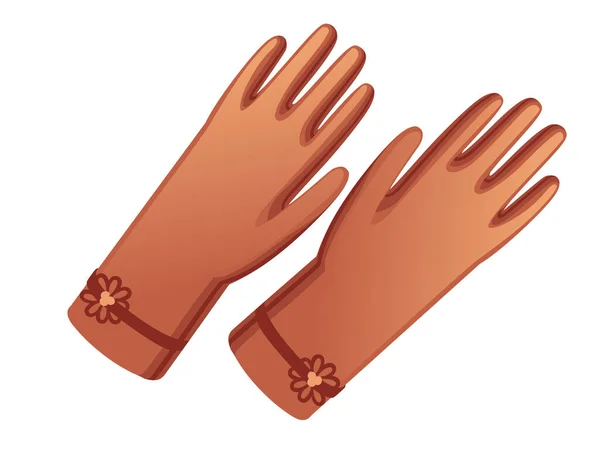 白色背景下冬季手套褐色彩色矢量图解的温纺织品对 — 图库矢量图片