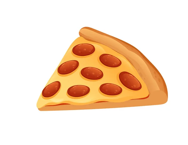 Кусок Пиццы Пепперони Сыром Векторной Иллюстрацией Салями Белом Фоне — стоковый вектор