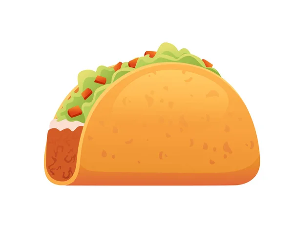 Fast Food Klassieke Taco Met Vlees Groenten Mexico Nationale Voedsel — Stockvector