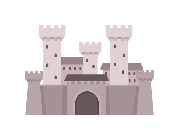 Fantasie Mittelalterliche Steinburg Mit Türmen Und Toren Graue Farbe Stil — Stockvektor