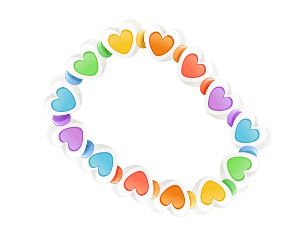 Colorato Braccialetto Funky Perline Plastica Luminose Con Arcobaleno Cuore Perline — Vettoriale Stock