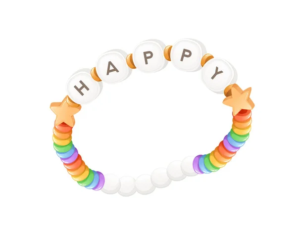 Colorido Brazalete Funky Brillantes Cuentas Plástico Con Happy Letras Perlas — Vector de stock