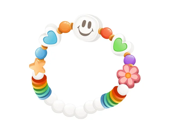 Bracelet Funky Coloré Perles Plastique Brillant Avec Coeur Arc Ciel — Image vectorielle