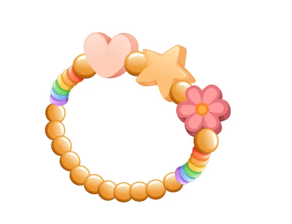 Bracelet Funky Coloré Partir Perles Plastique Brillant Avec Coeur Fleur — Image vectorielle