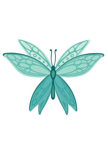 カラフルな蝶昆虫漫画スタイルの動物のデザインベクトルのイラストは白い背景に隔離された — ストックベクタ