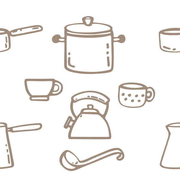 Nahtlose Muster Mit Kochen Küche Symbole Doodle Stil Vektor Illustration — Stockvektor