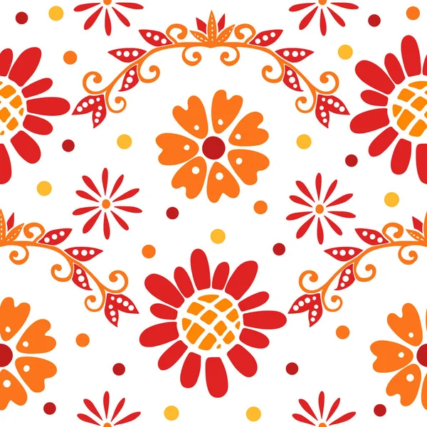 Nahtloses Muster Mit Abstrakten Floralen Elementen Vektorillustration Auf Weißem Hintergrund — Stockvektor