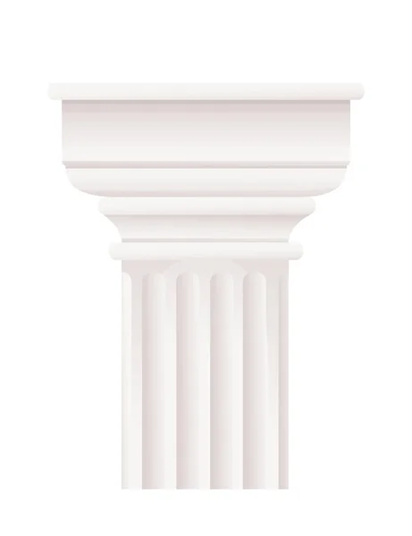 Белая Колонна Стиле Античной Архитектуры Векторная Иллюстрация Белом Фоне — стоковый вектор
