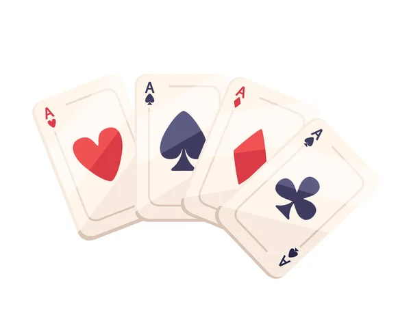 Four Playing Cards Aces Formation Vector Illustration Isolated White Background — Stock Vector