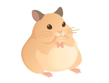 Açık kahverengi hamster şirin çizgi film hayvan tasarım vektör çizimi beyaz arka planda izole.