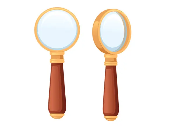 Magnifying Glass Wooden Handle Vector Illustration Isolated White Background — Stock Vector