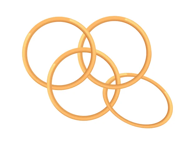Quatro Anéis Dourados Truque Mágico Ilustração Vetorial Isolado Fundo Branco — Vetor de Stock