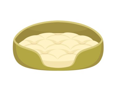 Beyaz arka planda yumuşak yastık vektör çizimi olan bir hayvan yatağı..