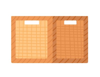 Beyaz arkaplanda izole edilmiş vektör çizimi olan el yapımı ahşap sepet..