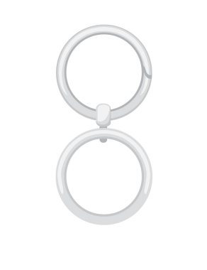 Beyaz arkaplanda izole edilmiş halkalar vektör illüstrasyonlu çelik anahtarlık.