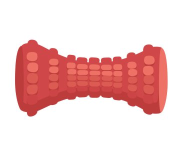 Kırmızı lastik köpek diş çıkarma oyuncak vektör çizimi beyaz arkaplanda izole