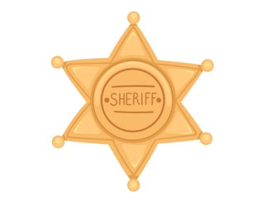 Beyaz arkaplanda izole edilmiş altın şerifi yıldız vektör çizimi.