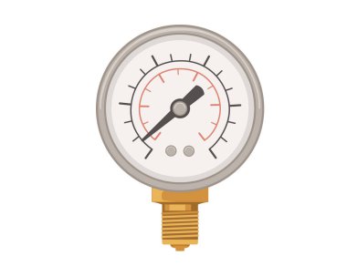 Beyaz arkaplanda izole edilmiş araba lastiği çizimi için basınç göstergesi ideal.