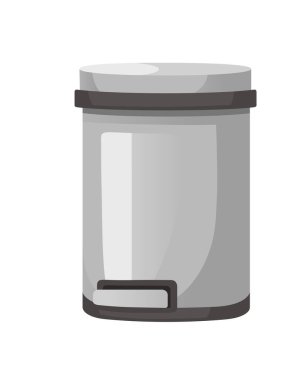 Açık kapak vektör illüstrasyonu için düğmesi beyaz arkaplanda izole edilmiş modern çöp kutusu.