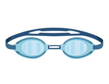 Yüzme vektörü çizimi için modern plastik gözlükler beyaz arkaplanda izole edildi.