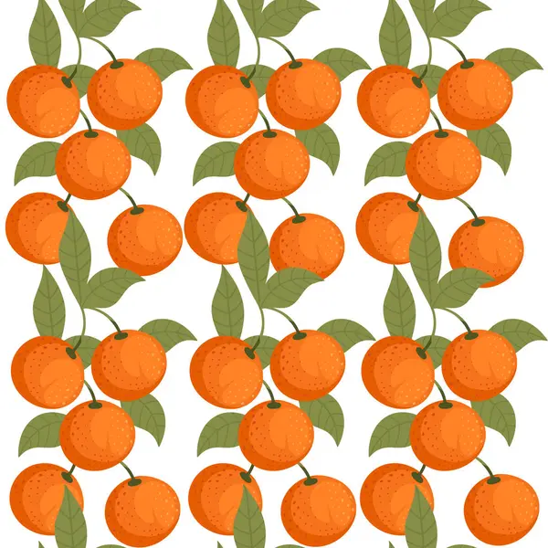 Patrón Sin Costuras Sabrosa Mandarina Tropical Naranja Cítricos Familia Con — Archivo Imágenes Vectoriales