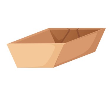 Fast food paket servisi için kağıt ya da karton paketleme kutusu beyaz arka planda izole edilmiş yemek vektörü illüstrasyonu.