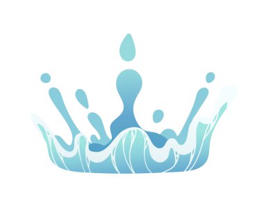 Mavi su, oyunlar için sihirli bir sıçrama yapar. Beyaz arkaplanda izole edilmiş su akış vektörü çizimi.