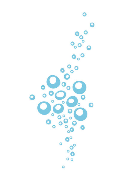 Water fizzing air bubbles stream vector illustration isolated on white background.