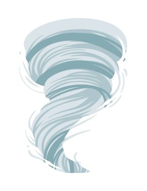 Beyaz arkaplanda izole edilmiş karikatür kasırga girdabı vektör çizimi.