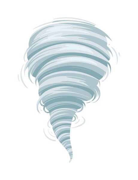 Cartoon tornado swirl vector illustration isolated on white background.