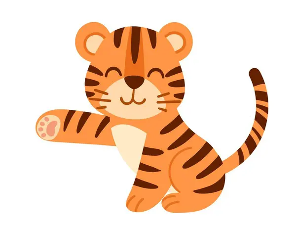 stock vector Cute tiger cub cartoon animal design vector illustration isolated on white background.