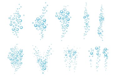 Hava kabarcıkları oluşturan su kümesi beyaz arkaplanda izole edilmiş vektör çizimi.