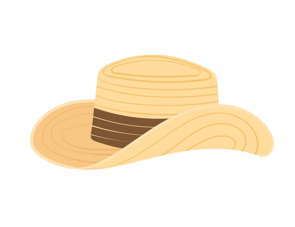 Traditional American straw hat vector illustration isolated on a white background.