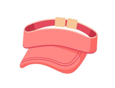 Yaz için pembe renkli modern şapka ve beyaz arkaplanda izole edilmiş sıcak hava vektörü illüstrasyonu.