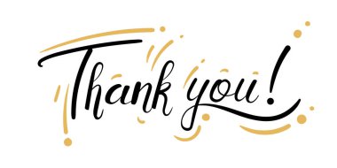 Dekoratif süslemeli el yazısıyla yazılmış metne teşekkür ederim. El çizimi harfler, el yazısı. Tebrik kartı tasarımı için hazır. Vektör illüstrasyonu beyaz arkaplanda izole edildi.