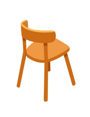 Modern rahat ahşap koltuk. Isometric tarzı. Vektör illüstrasyonu beyaz arkaplanda izole edildi.