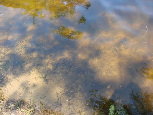 Der Klare Wasserspiegel Des Dnjepr Durch Den Man Das Überflutete — Stockfoto