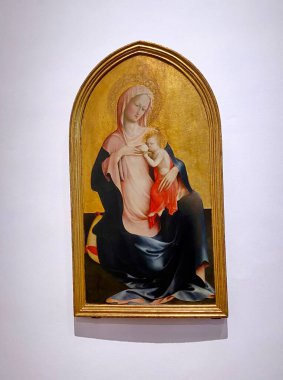 Uffizi Galerisi. Floransa. İtalyan sanatçılar Pezello 'nun Icon tablosu ve Panicale 