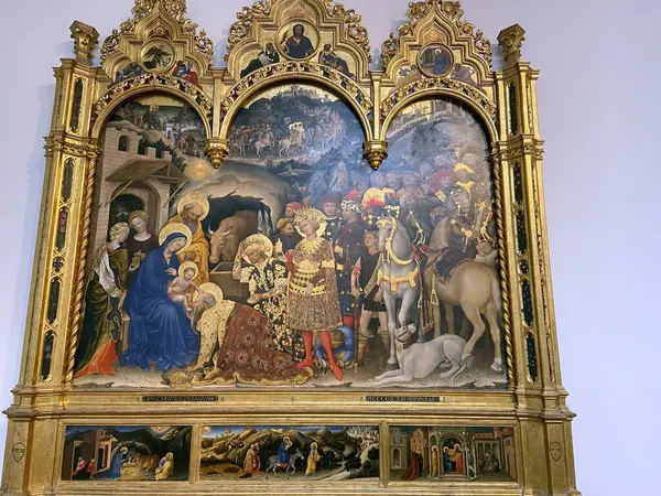 Uffizi Galerisi. Floransa. İtalyan sanatçı Gentile di Fabriano 'nun Hristiyan sanatının tablosu 
