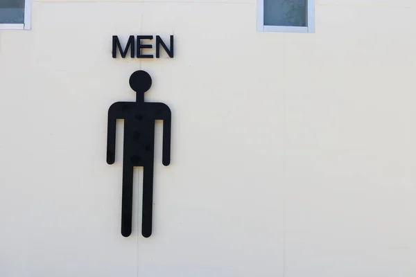 Homem Símbolo Palavra Homens Parede Branca Concreto Banheiro — Fotografia de Stock